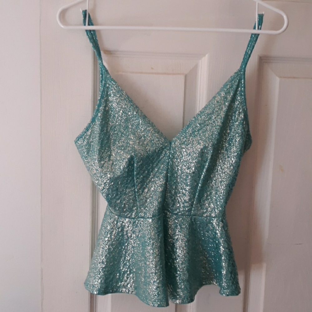 Beautiful light turquoise sparkling top